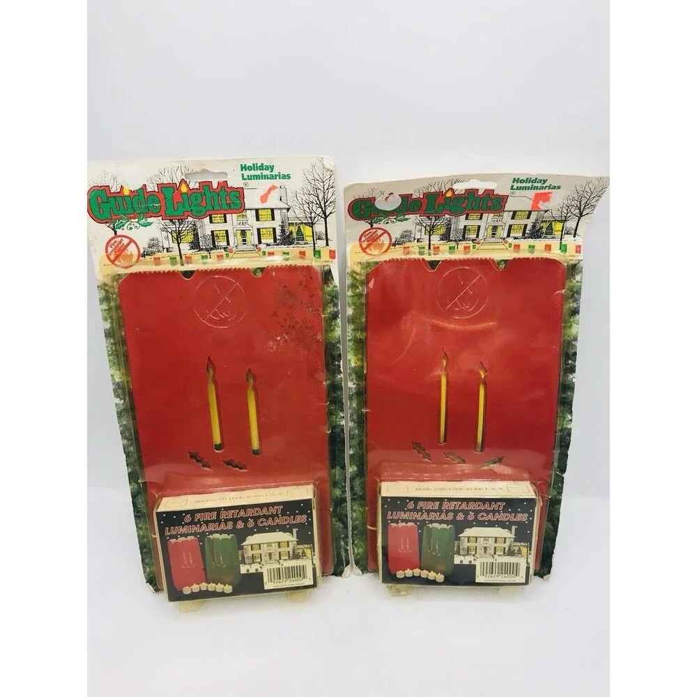 Lot of 2, Vintage 1995 Holiday Christmas Guide Lights 12 Luminaries 12 Candles
